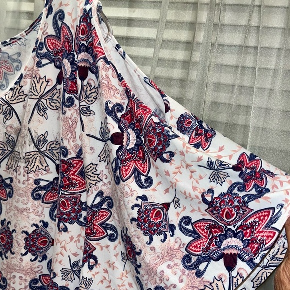 ALLISON BRITTNEY Women’s Print Top with Peekaboo Sleeves. Sz L. - Picture 2 of 4